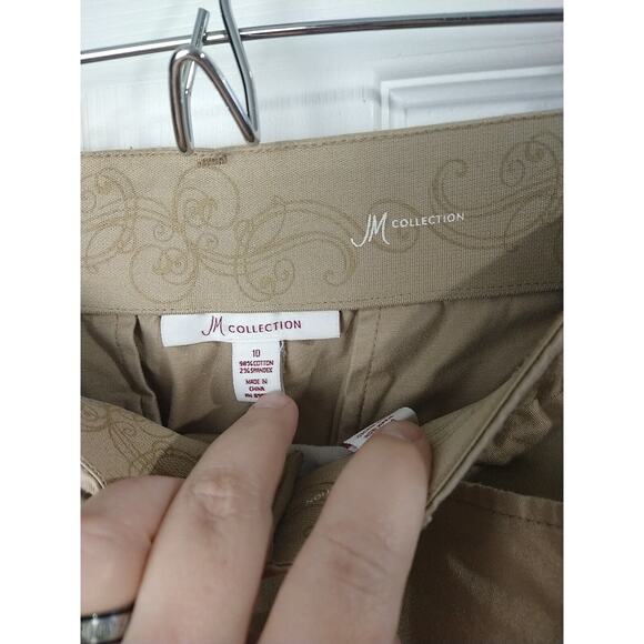 JM Collection Woman 10 Pants Brown Trousers Straight Leg Zip Button casual - Picture 6 of 10